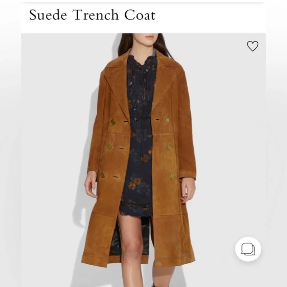 Coach | Jackets & Coats | Coach Suede Trench Coat Cappuccino Size